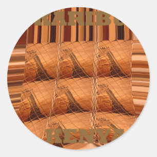 Pegatina Redonda Espejo africano tradicional: jirafa tejida