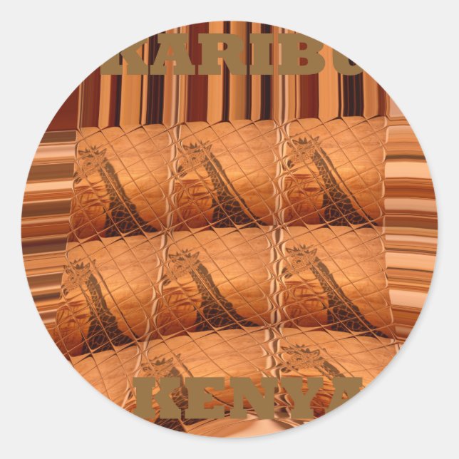 Pegatina Redonda Espejo africano tradicional: jirafa tejida (Anverso)