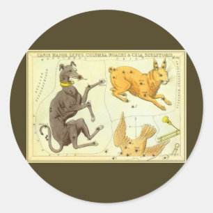 Pegatina Redonda Espejo de Urania, Mapa Celeste de Astronomía Antig