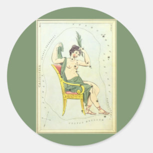 Pegatina Redonda Espejo de Urania, Mapa Celeste de Astronomía Antig