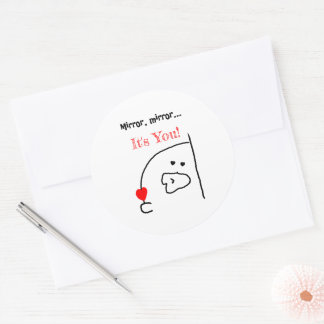 Pegatina Redonda Espejo, Espejo... ¡Eres tú! | Cuto y romántico