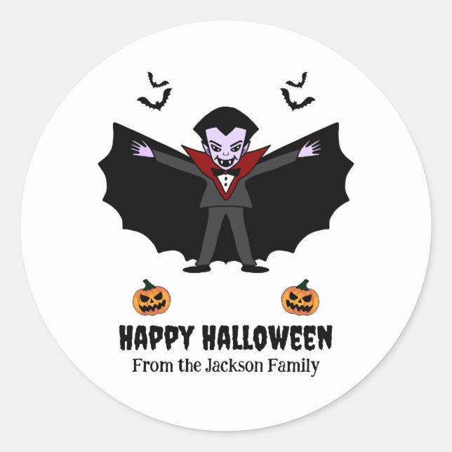 Pegatina Redonda Espeluznante disfraz Fiesta vampiro (Anverso)