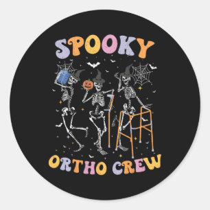 Pegatina Redonda Espeluznante Equipo Ortográfico Halloween Bailando