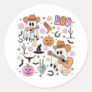 Pegatina Redonda Espeluznante fantasma adormecido boo occidental de
