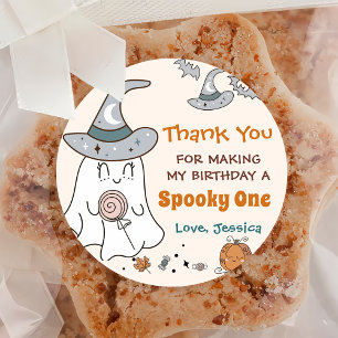 Pegatina Redonda Espeluznante Fiesta de cumpleaños de Halloween Gro