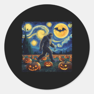 Pegatina Redonda Espeluznante Halloween Bigfoot Starry Night Van Go