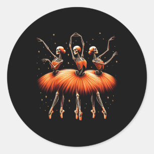 Pegatina Redonda Espeluznante Llerina Skeleton Dance Funny Hallowee