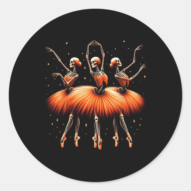 Pegatina Redonda Espeluznante Llerina Skeleton Dance Funny Hallowee (Anverso)
