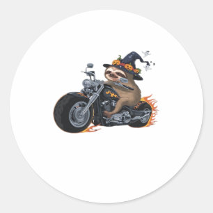 Pegatina Redonda Espeluznante moto montada en Halloween Biker Fun C
