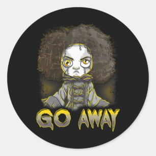 Pegatina Redonda Espeluznante muñeca de Halloween Sterry Horror Mon