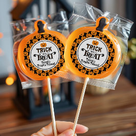 Pegatina Redonda Espeluznante Naranja negro calabaza niño Halloween