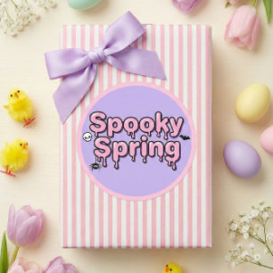 Pegatina Redonda Espeluznante Pascua Pastel Goth Rosa Lavanda Gotea