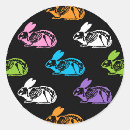 Pegatina Redonda Espeluznante Patrón de conejito de Pascua