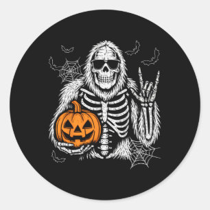 Pegatina Redonda Espeluznante Pie Grande Jack O Lantern Skeleton Ha