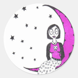 Pegatina Redonda Espeluznante sobre la luna