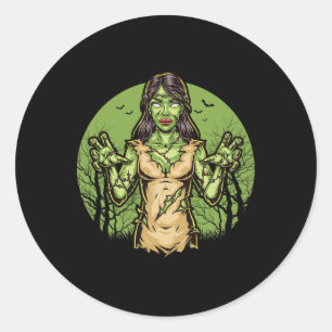 Pegatina Redonda Espeluznante Zombie Funny Halloween Scary Zombie H