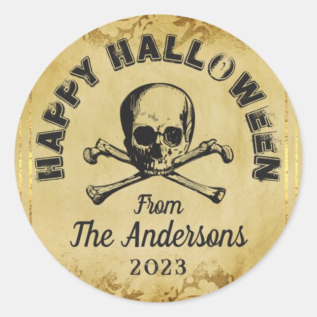 Pegatina Redonda Espeluznantes arañas de cráneo Fiesta gótica de Ha (Anverso)