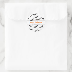 Pegatina Redonda Espeluznantes murciélagos personalizados Feliz Hal