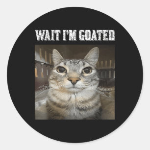 Pegatina Redonda Espera, meme de humor gato
