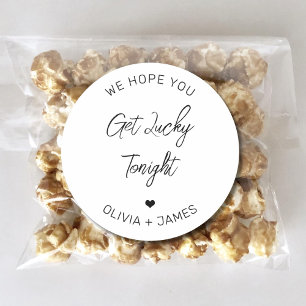 Pegatina Redonda Esperamos Que Tengas Suerte Esta Noche Boda Compro