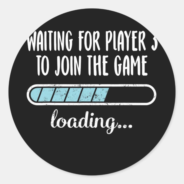 Pegatina Redonda Esperando A Que El Jugador 3 Se Uniera A La Carga  (Anverso)