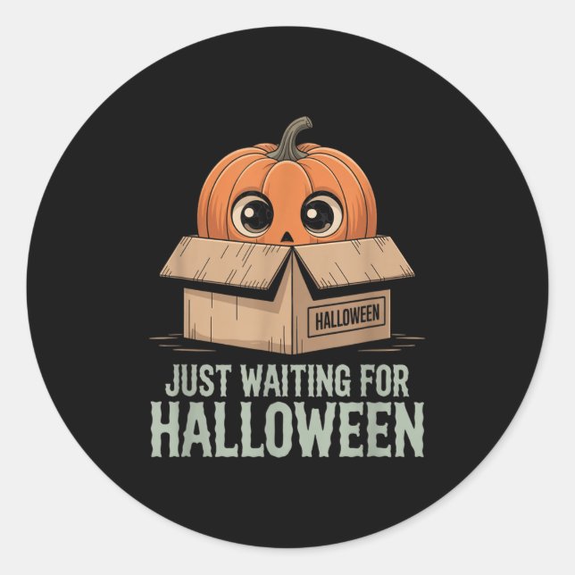 Pegatina Redonda Esperando Halloween Funny Cita S De Halloween (Anverso)