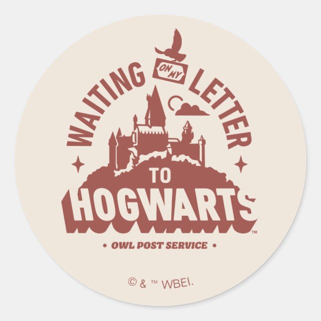 Pegatina Redonda Esperando mi Carta a HOGWARTS™ (Anverso)