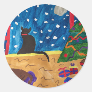 Pegatina Redonda Esperando Navidades