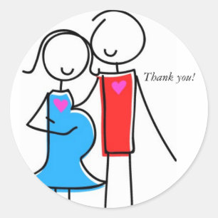 Pegatina Redonda Esperando Pegatinas de parejas, es un niño