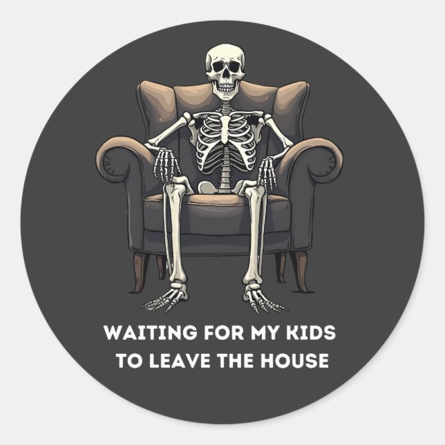 Pegatina Redonda Esperando que mis hijos salgan de casa 2 (Anverso)