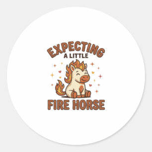 Pegatina Redonda Esperando un pequeño caballo de fuego camiseta de 