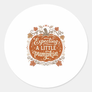 Pegatina Redonda Esperando una pequeña calabaza de otoño Camiseta d