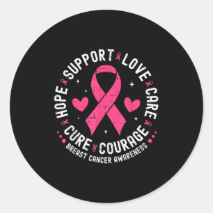 Pegatina Redonda Esperanza Apoyo Amor Atención de Cáncer de Mama Pi