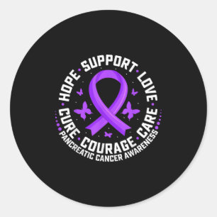 Pegatina Redonda Esperanza Apoyo Amor Cáncer Pancreático Cinta Púrp