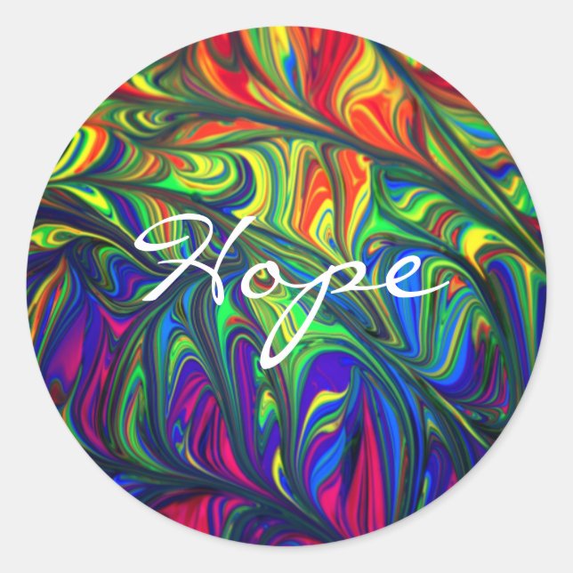 Pegatina Redonda Esperanza colorida (Anverso)