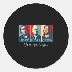 Pegatina Redonda Esperanza Curar crecimiento Obama Joe Biden Kamala