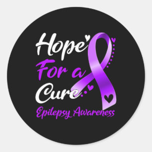 Pegatina Redonda Esperanza De Cure Epilepsy Awareness Ribbon Regalo