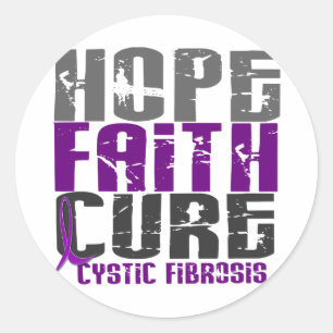 Pegatina Redonda ESPERANZA DE LA FE CURE CYSTIC FIBROSIS Camisetas 