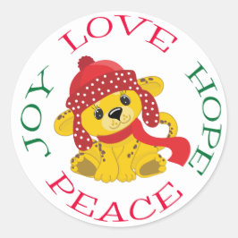 Pegatina Redonda Esperanza de Navidades de Lion Cub