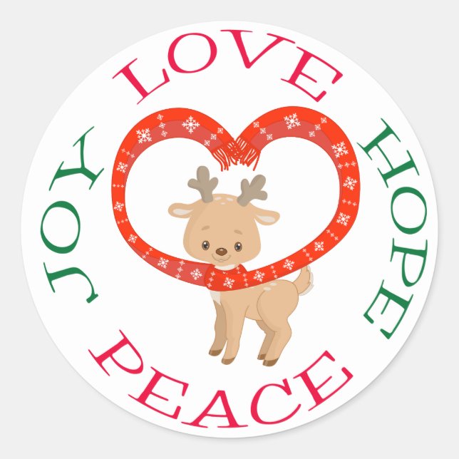 Pegatina Redonda Esperanza de renos de bebé de vacaciones curas (Anverso)