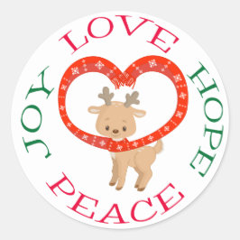 Pegatina Redonda Esperanza de renos de bebé de vacaciones curas