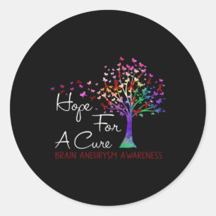 Pegatina Redonda Esperanza De Una Cura Cerebro Aneurysm Awareness T