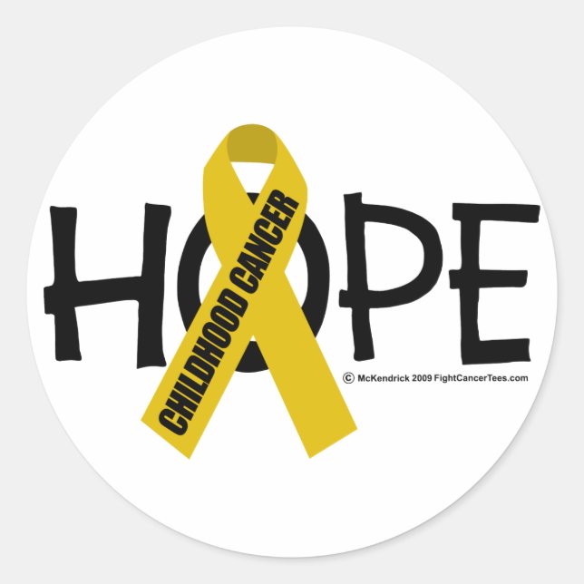 Pegatina Redonda Esperanza del cáncer infantil (Anverso)