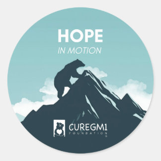 Pegatina Redonda Esperanza en Movimiento para la Gangliosidosis GM1