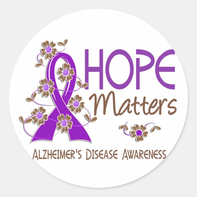 Pegatina Redonda Esperanza importa 3 enfermedad de Alzheimer (Anverso)