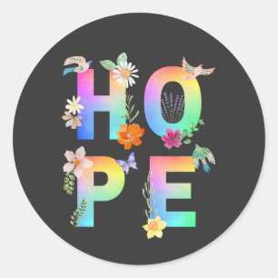 Pegatina Redonda Esperanza Inspiradora artística positiva motivacio