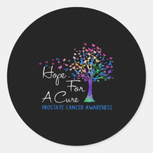 Pegatina Redonda Esperanza Para Una Cura De Árbol De Concienciación