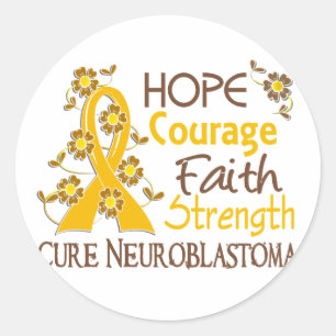 Pegatina Redonda Esperanza Valor Fe Fortaleza 3 Neuroblastoma