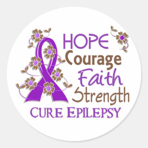 Pegatina Redonda Esperanza Valor Fe Fuerza 3 Epilepsia