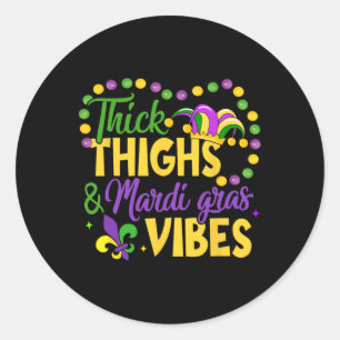 Pegatina Redonda Espesos Mardi Gras Vibes Fleur De Lis Mardi G
